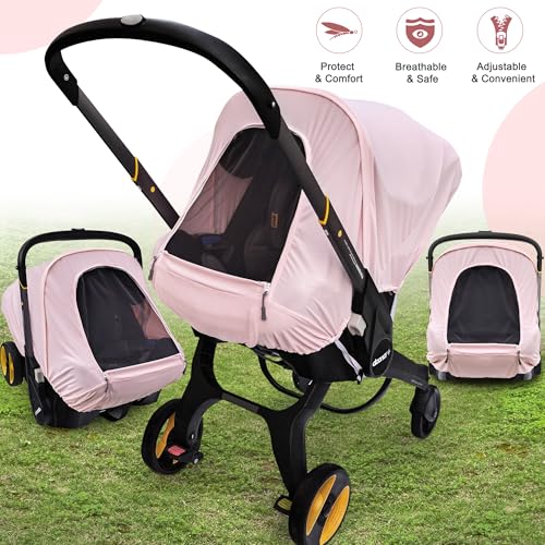 beatoutou Summer Baby Car Seat Cover Compatible with Doona Car Seat and Stroller,Breathable Sunproof Car Seat Canopy for Girls,Suitable for Spring/Summer/Autumn Use (Pink) - Image 5