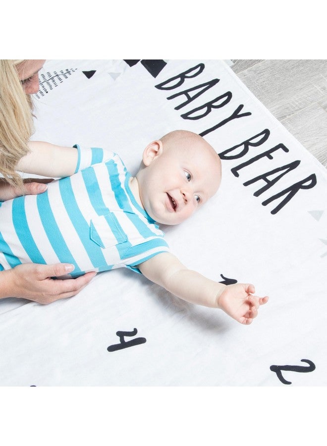 Pondering Pine Organic Baby Monthly Milestone Blanket Boy - Baby Bear Blanket Months with Frame and Newborn Announcement Disc - Baby Boy Age Blanket for 1-12 Month Milestones, 47”x47” - Image 2