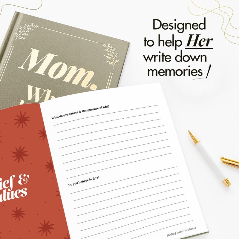 BRAVEBUG Birthday Gifts for Mom from Daughter, Son - Personalized Mom Gifts for Birthday , Wife, Women - Hardcover Moms Birthday Gift Ideas - Memory Mom Book, Mom I Want To Hear Your Story, Tell me your life story mom - Image 5