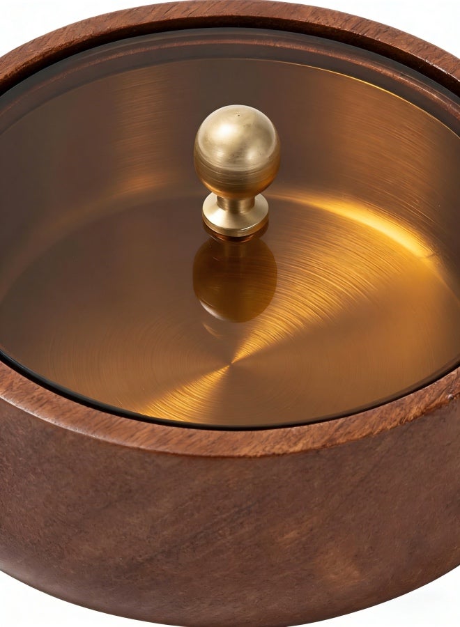 منفضة سجائر خشبية بغطاء وبطانة من الفولاذ المقاوم للصدأ، مقاومة للرياح، ملحقات تدخين خارجية بدون دخان، مناسبة للمكتب والمنزل، دائرية الشكل، مصنوعة من الخشب، 5.1 بوصة × 5.1 بوصة × 1.2 بوصة - Image 3