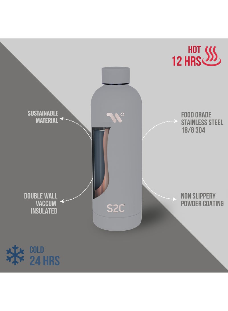 Water Bottle Stainless Steel 750ml - Double Wall insulated Water Bottles for Hot Water Gym Bottle Stainless Steel Water Bottle for Kids School Flask Bottle Hot water bottle
