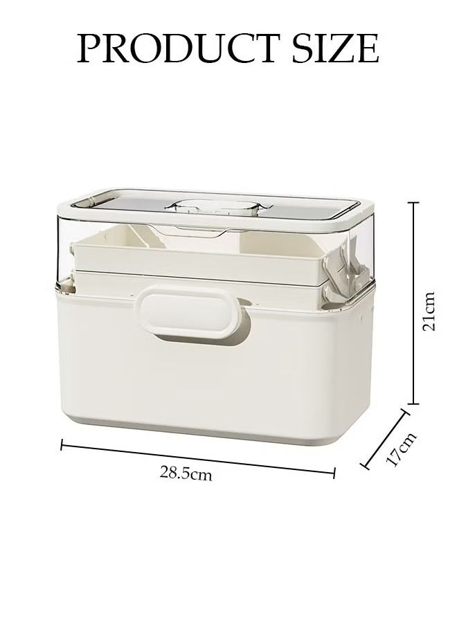 Medicine Box Plastic Medicine Storage Box Family Emergency Kit Medical Kit 3 Layers Home First Aid Box Child Proof Medicine Box Organizer Pill Case with Compartments and Handle - Image 4