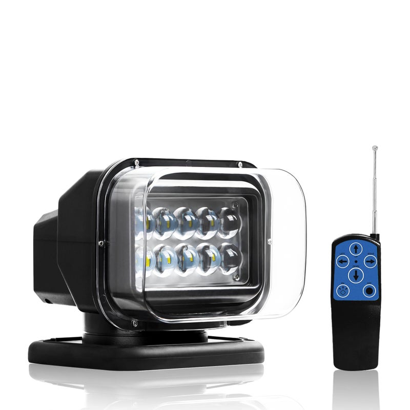 OEOVON Magnetic Spotlight for Truck, Auto Home-Position Spot Light for Trucks, Remote 360 Rotating Marine Search Light for Boat, (12V-24V LED Black) - Image 1