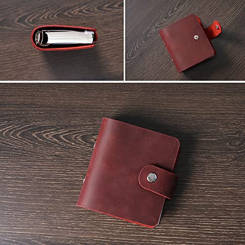 AxeWoodz A9 Genuine Leather Journal, Red Handmade Leather Pocket Size Binder Planner, Mini Vintage Leather Planner, 120 Sheets Pages, Loose Leaf 3-Ring with Snap Button Closure (Red) - Image 3