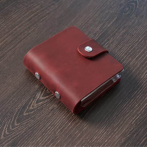 AxeWoodz A9 Genuine Leather Journal, Red Handmade Leather Pocket Size Binder Planner, Mini Vintage Leather Planner, 120 Sheets Pages, Loose Leaf 3-Ring with Snap Button Closure (Red) - Image 5