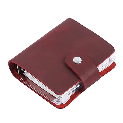 AxeWoodz A9 Genuine Leather Journal, Red Handmade Leather Pocket Size Binder Planner, Mini Vintage Leather Planner, 120 Sheets Pages, Loose Leaf 3-Ring with Snap Button Closure (Red) - Image 1