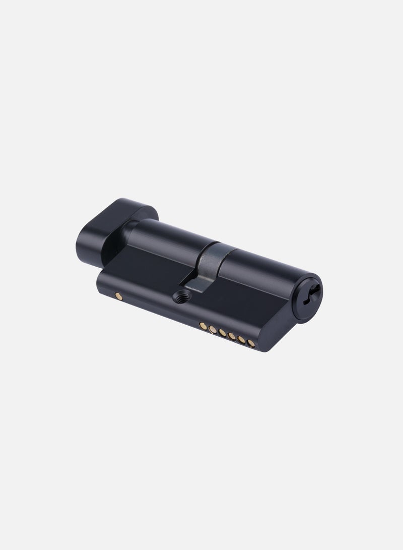CINCINNO 70mm Full Brass Premium Euro Cylinder Lock – One Side Key/Knob, 5-Year Warranty, Anti-Rust, Silent Lock – Ideal for Doors, Cabinets – (Matt Black) 