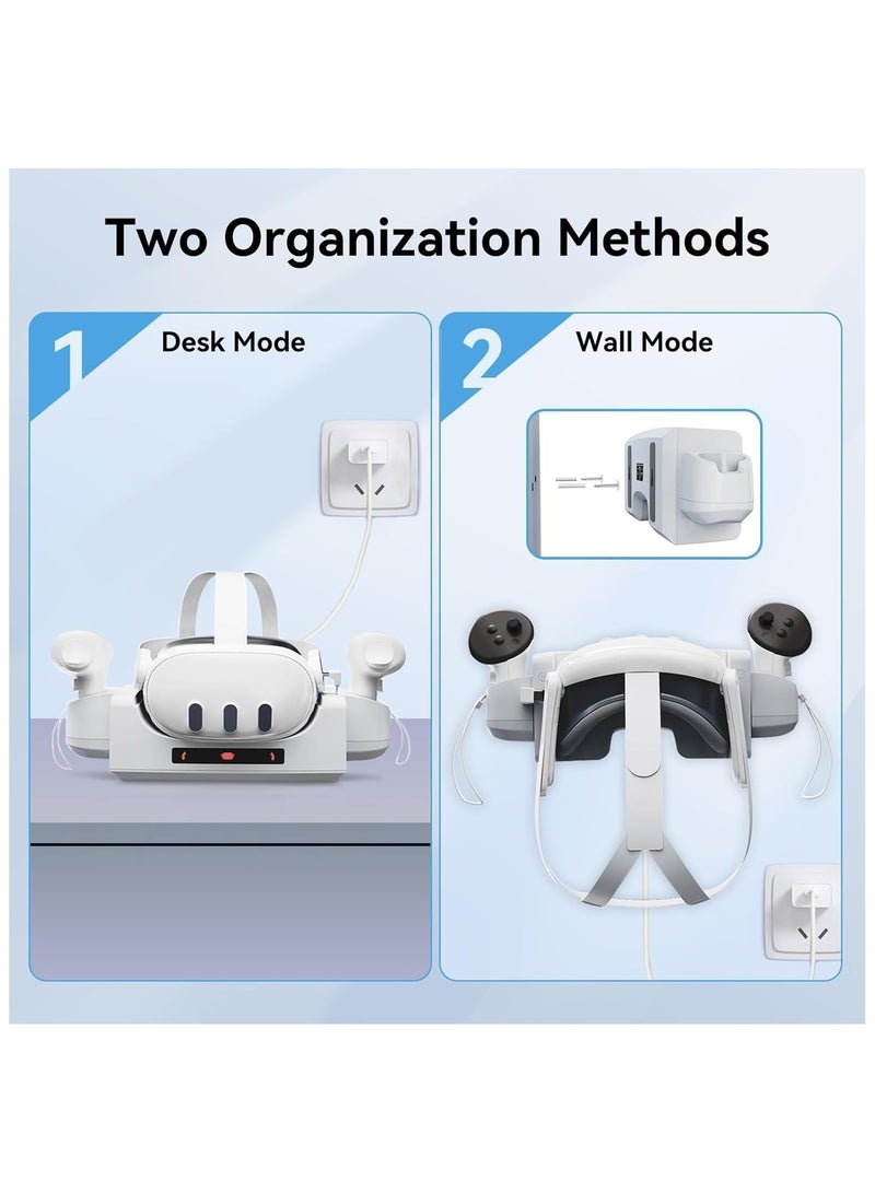 قاعدة شحن متوافقة مع Quest 3، قاعدة شحن مثبتة على الحائط لسماعات الرأس وأجهزة التحكم Quest 3، حامل الشاحن، ملحقات الواقع الافتراضي لكابل من النوع C - Image 5