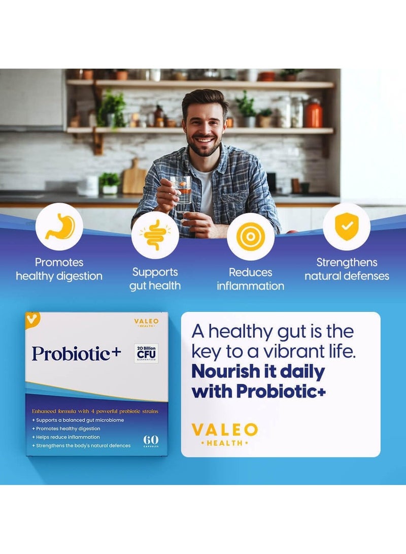 VALEO Probiotic+ 20 Billion Cfus With 4 Probiotic Strains Supports Digestive Health 60 Capsules Pack Of 3 - Image 3