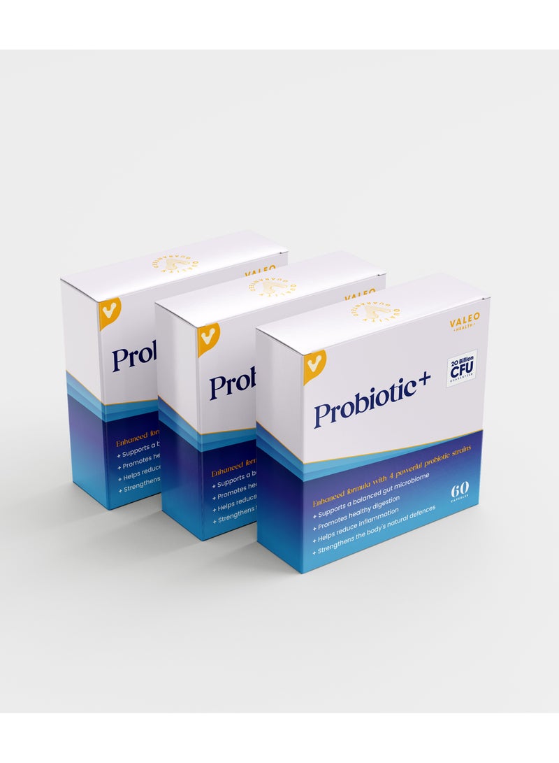 VALEO Probiotic+ 20 Billion Cfus With 4 Probiotic Strains Supports Digestive Health 60 Capsules Pack Of 3 - Image 1