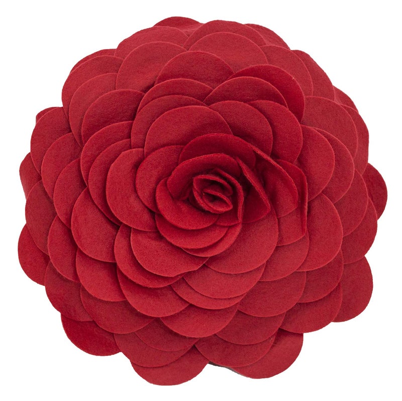 Fennco Styles Evas Flower Garden Decorative Filled Throw Pillow 13 Round  Red Floral Accent Pillow for Home Couch Bed Living Room Holiday and Office Dcor - Image 1