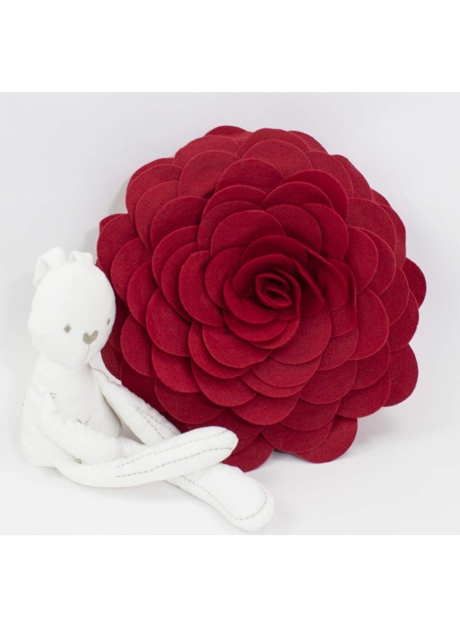 Fennco Styles Evas Flower Garden Decorative Filled Throw Pillow 13 Round  Red Floral Accent Pillow for Home Couch Bed Living Room Holiday and Office Dcor - Image 5