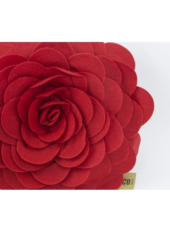 Fennco Styles Evas Flower Garden Decorative Filled Throw Pillow 13 Round  Red Floral Accent Pillow for Home Couch Bed Living Room Holiday and Office Dcor - Image 3