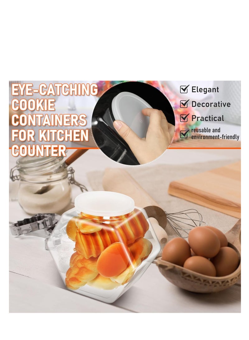 SYOSI برطمان حلوى بلاستيكي سداسي، مع غطاء برطمانات بسكويت شفافة حاويات بسكويت سداسية، مادة بلاستيكية، لتخزين الوجبات الخفيفة والبسكويت وطعام الكلاب ومستلزمات الحرف والخياطة، كبسولات القهوة، كبسولات الغسيل (129 أوقية) (2 قطعة) - Image 5