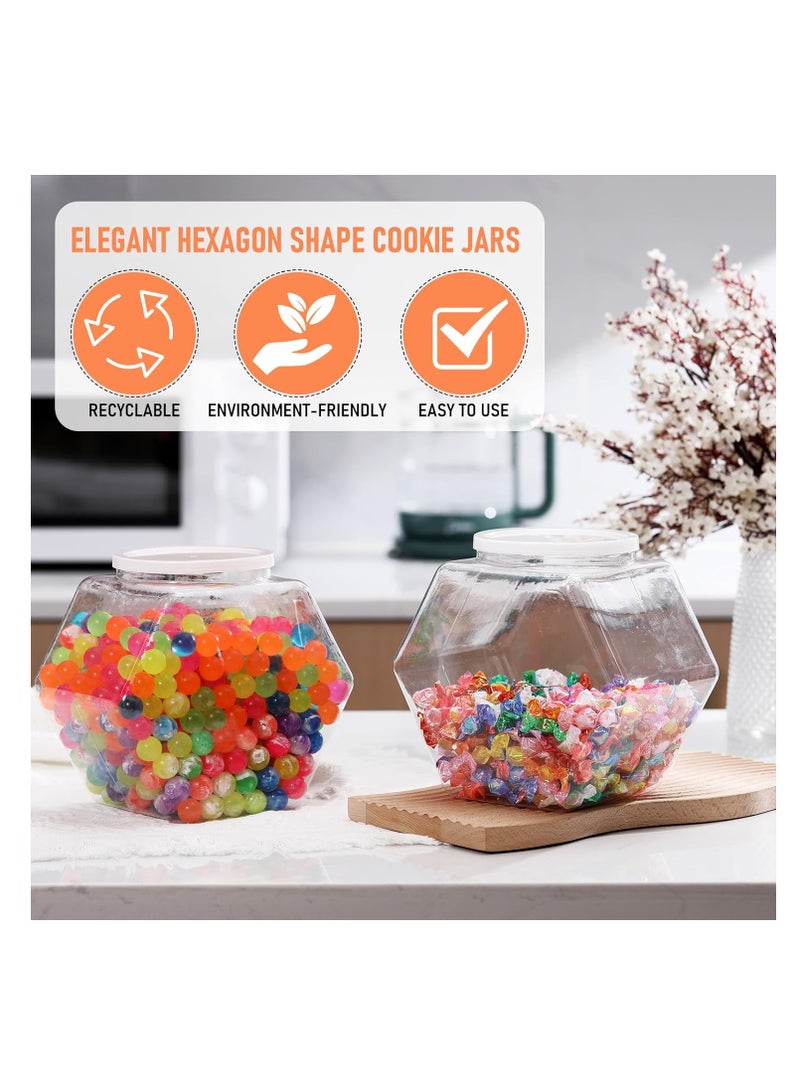 SYOSI برطمان حلوى بلاستيكي سداسي، مع غطاء برطمانات بسكويت شفافة حاويات بسكويت سداسية، مادة بلاستيكية، لتخزين الوجبات الخفيفة والبسكويت وطعام الكلاب ومستلزمات الحرف والخياطة، كبسولات القهوة، كبسولات الغسيل (129 أوقية) (2 قطعة) - Image 4