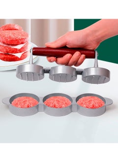 SYOSI Small Meat Patty Press Maker, (Three 2.5-inch molds) Three Patty Meat Press Triple Burger Patty Press Triple Patty Burger Press Tool Homemade Burger Patty Press for Mini Burger,Barbecue,Picnic,Camping  - Image 1
