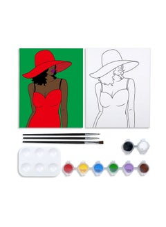 VOCHIC Canvas Painting Kit Pre Drawn Canvas For Painting For Adults Party Kits Paint And Sip Party Supplies 8X10 Canvas To Paint Ladies 8 Acrylic Colors,3 Brush,1 Pallet Paint Art Set  - Image 1