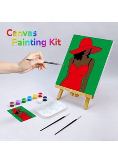VOCHIC Canvas Painting Kit Pre Drawn Canvas For Painting For Adults Party Kits Paint And Sip Party Supplies 8X10 Canvas To Paint Ladies 8 Acrylic Colors,3 Brush,1 Pallet Paint Art Set  - Image 2