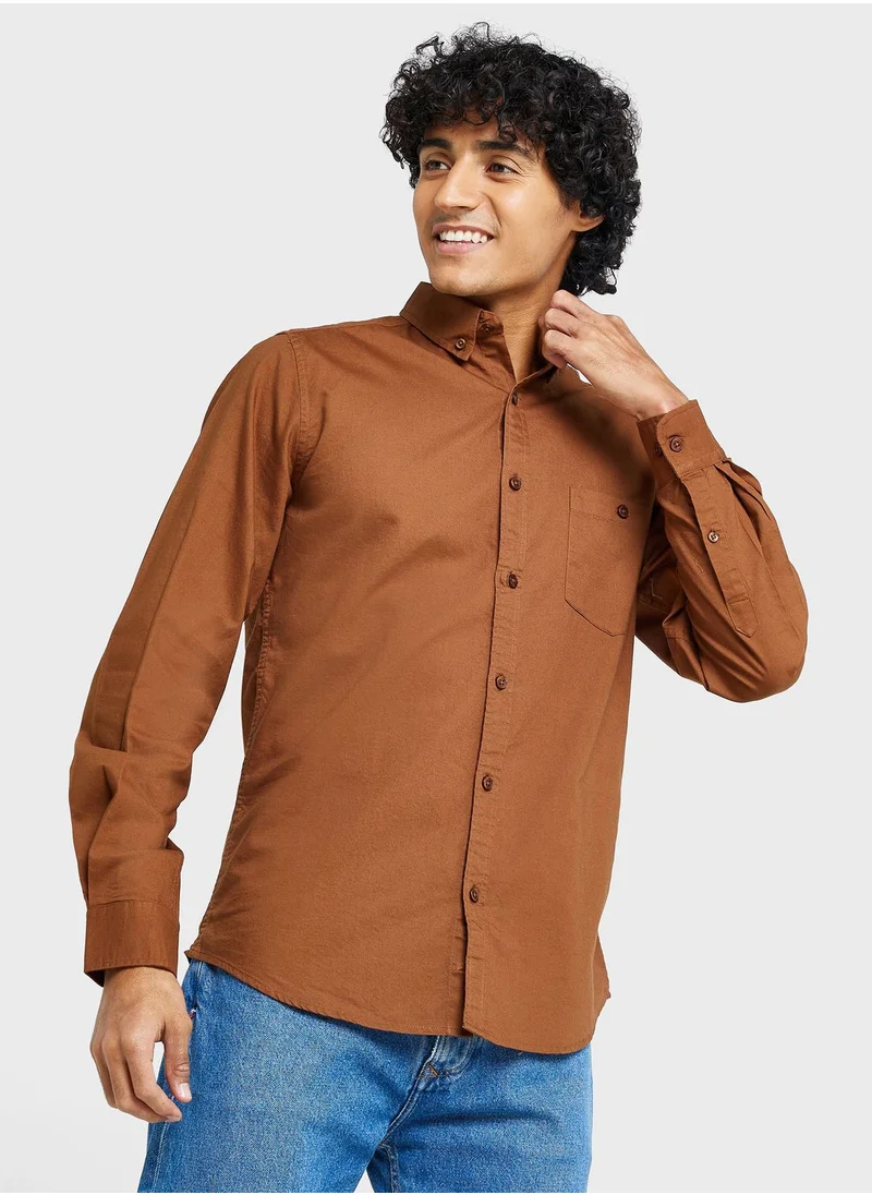 Seventy Five Pure Cotton Casual Single Pocket Shirt