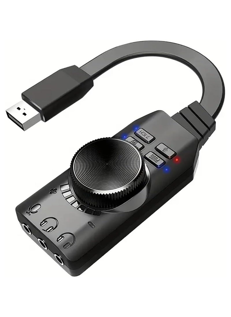 ELLEGLAM USB Sound Card Virtual 7.1 Surround Sound USB External Sound Card Adapter with PUBG Sound Effects for PC/PS4/PS5/Mac/Gaming Headset,Plug and Play  - Image 1