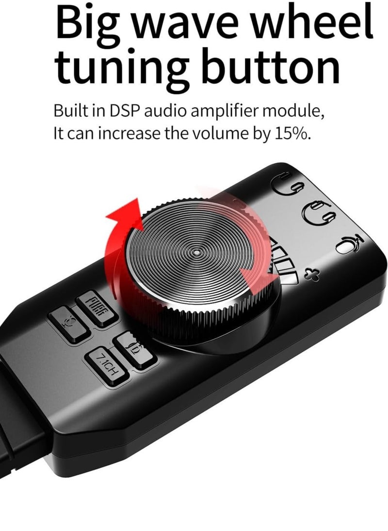 ELLEGLAM USB Sound Card Virtual 7.1 Surround Sound USB External Sound Card Adapter with PUBG Sound Effects for PC/PS4/PS5/Mac/Gaming Headset,Plug and Play  - Image 4