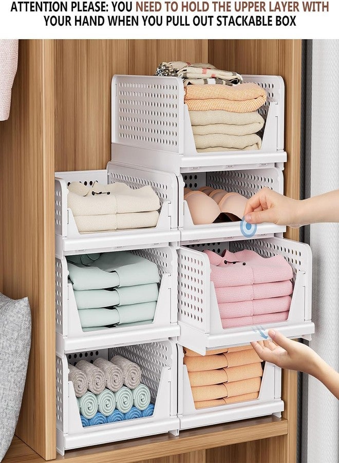 VERAT 8 Pieces Wardrobe Organizer/Stackable Drawers/Storage Organiser/Foldable/Almirah/Closet Basket/Cupboard/Shirt Storage Stacker/Cloth Box for Almirah/Plastic Baske(White) - Image 5