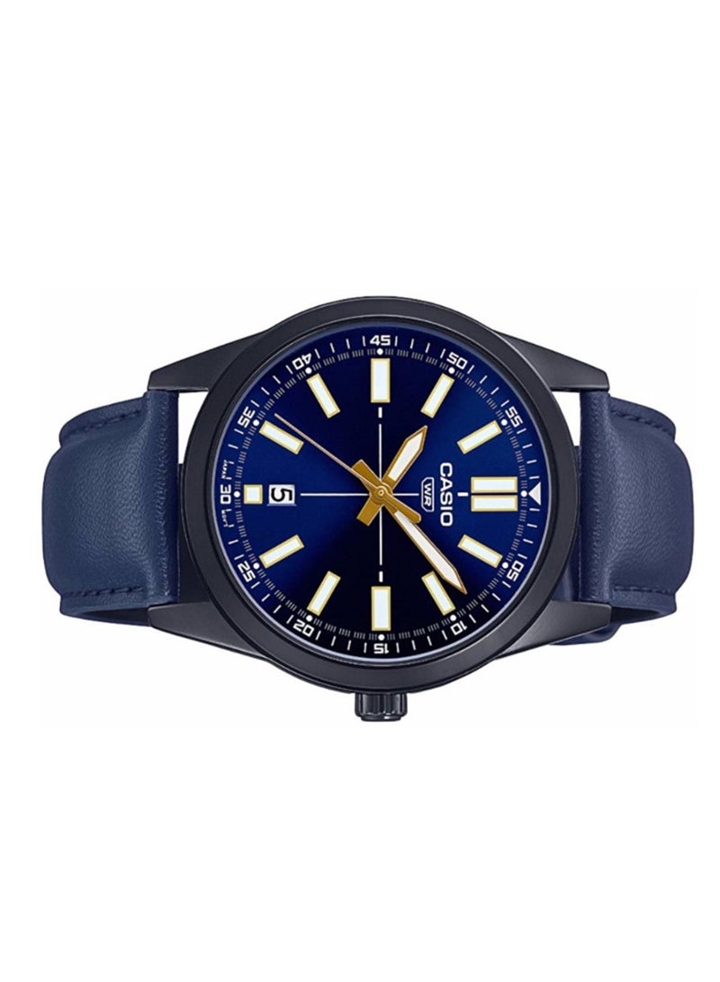 CASIO ساعة يد جلدية بحزام دائري تناظري MT-VD02BL-2EUDF - 41 مم - زرقاء - Image 2