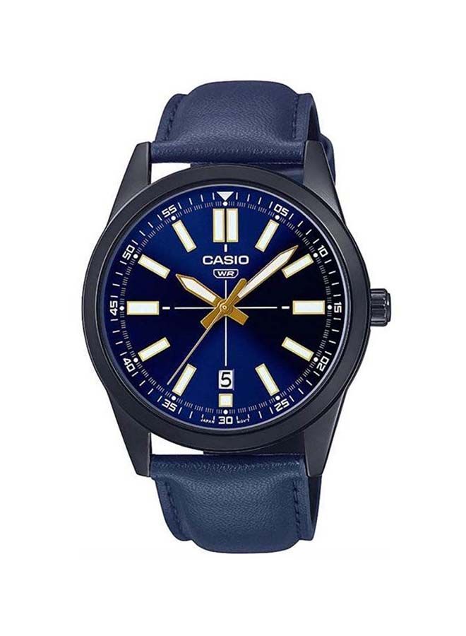 CASIO ساعة يد جلدية بحزام دائري تناظري MT-VD02BL-2EUDF - 41 مم - زرقاء - Image 1