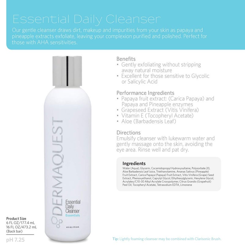 DermaQuest منظف الوجه اليومي المقشر اللطيف من ديرما كويست - لجميع أنواع البشرة، وخاصة تلك الحساسة لـ AHA و BHA (6 أونصة) - Image 5