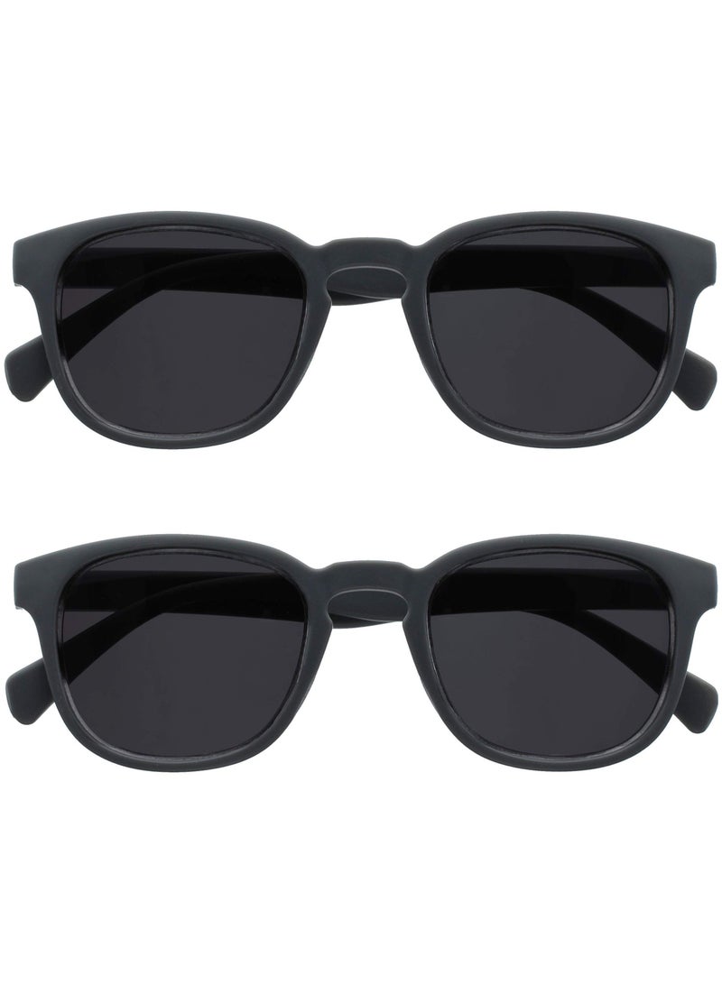 OPULIZE POP Classic Reading Sunglasses for Women Men,Tinted Lens with UV400 Protection,Scratch Resistant Round Chunky Frame with Spring Hinges, Matt Grey +2.00 (Pack of 2) - Image 1