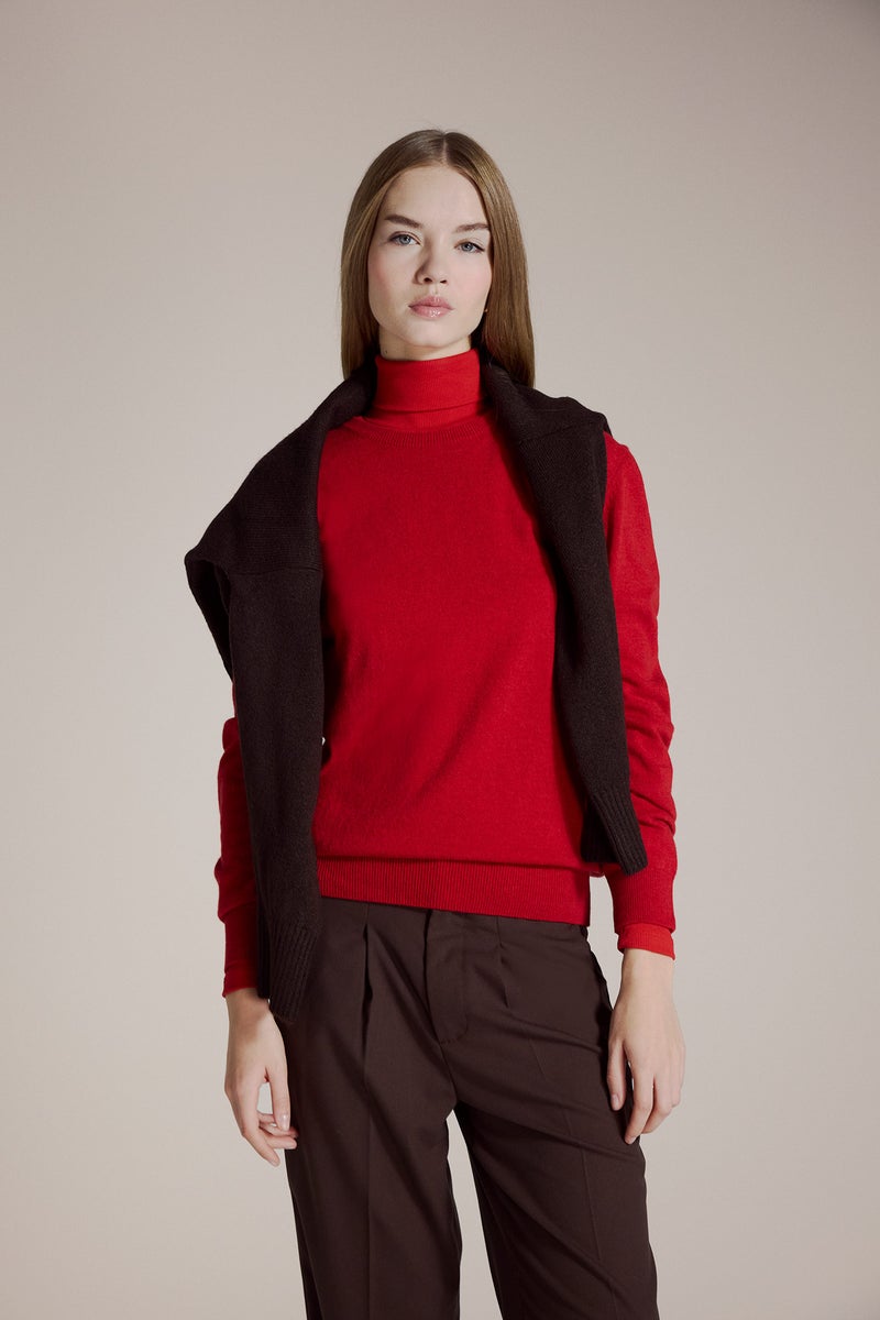 DeFacto Red Woman Crew Neck Regular Fit Long Sleeve Pullover Casual - Image 1