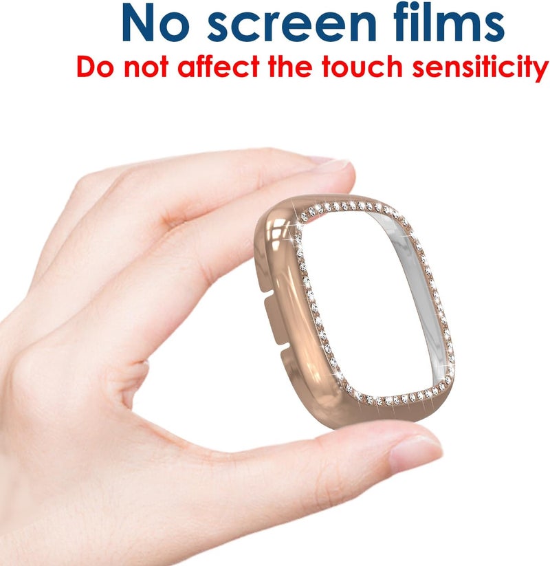 Simpeak 5Pack Bling Case Compatible with Fitbit Versa 3 ONLY Crystals Protector Back Cover Bumper Replacement for Fitbit Versa 3 Smartwatch Women Rose GoldRose PinkBlackSilverClear No Screen - Image 2