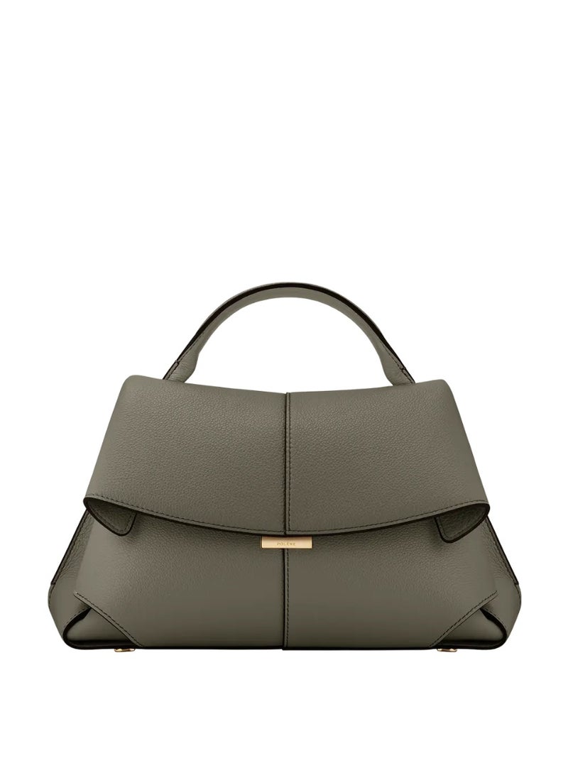 Polène Smile Vintage Leather Pleated Handbag / Shoulder Crossbody Camera Bag - Smoke Green - Image 1