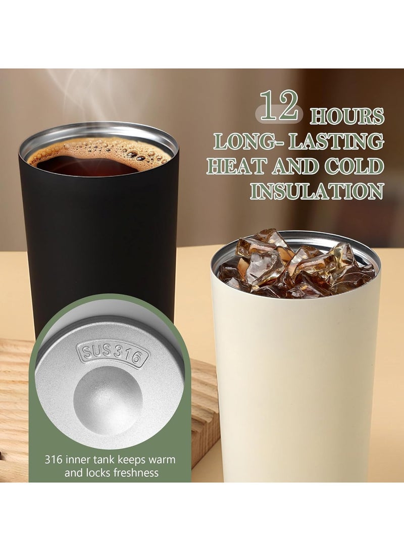 فلوشرينيك كوب قهوة للسفر - 17 أونصة سعة كبيرة مع غطاء وقشة ترمس قهوة من الفولاذ المقاوم للصدأ، كوب قهوة للسفر مزدوج الجدار مع عازل فراغي (أسود) - Image 3