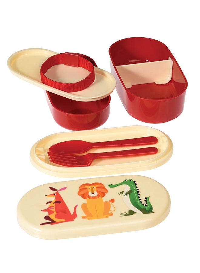 Rex London Colourful Creatures Children's Bento Box – Animal Print Bento Lunch Box with Compartments – Great for Balanced Meals on the Go - Image 2