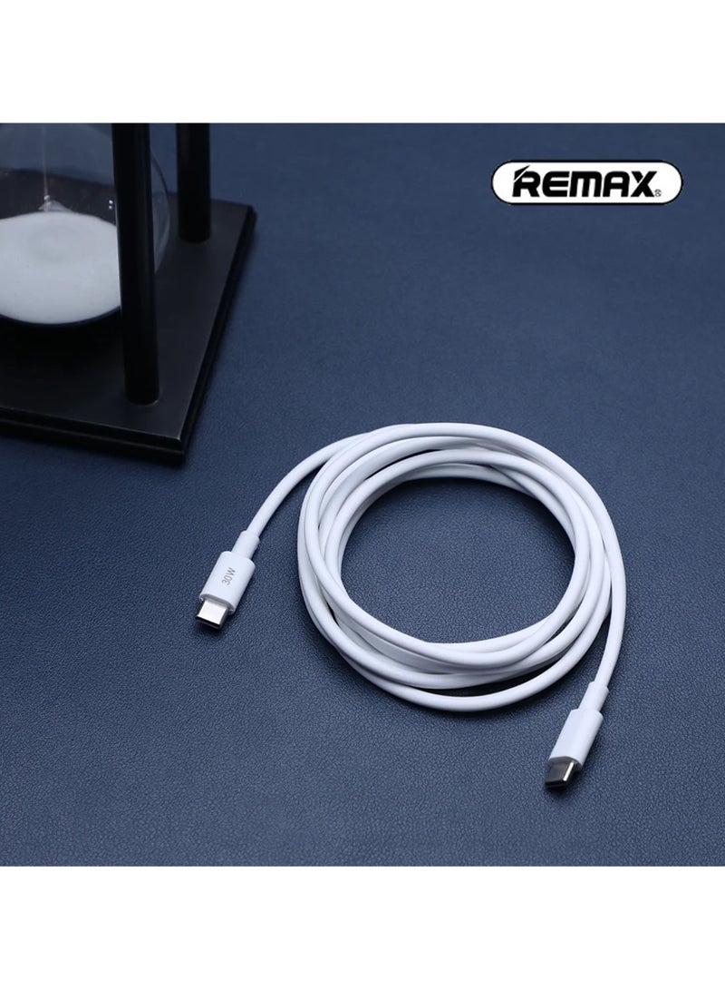 REMAX RC-C021 Marlik Series Type C to Type C, USB C, 30 W Fast PD Charging Cable, Charge Cable, Data Cable, 1M, 1 Meter, White, High quality with CE, FCC, RoHS certification - Image 2
