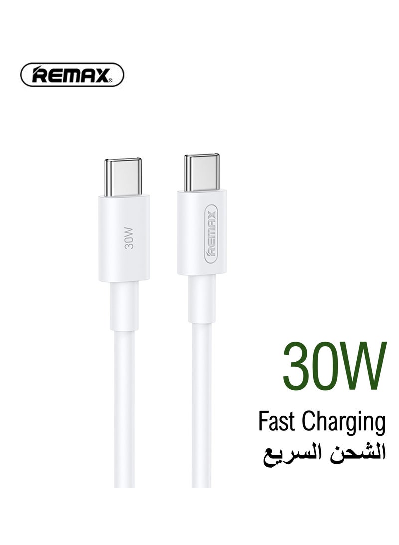 REMAX RC-C021 Marlik Series Type C to Type C, USB C, 30 W Fast PD Charging Cable, Charge Cable, Data Cable, 1M, 1 Meter, White, High quality with CE, FCC, RoHS certification - Image 1