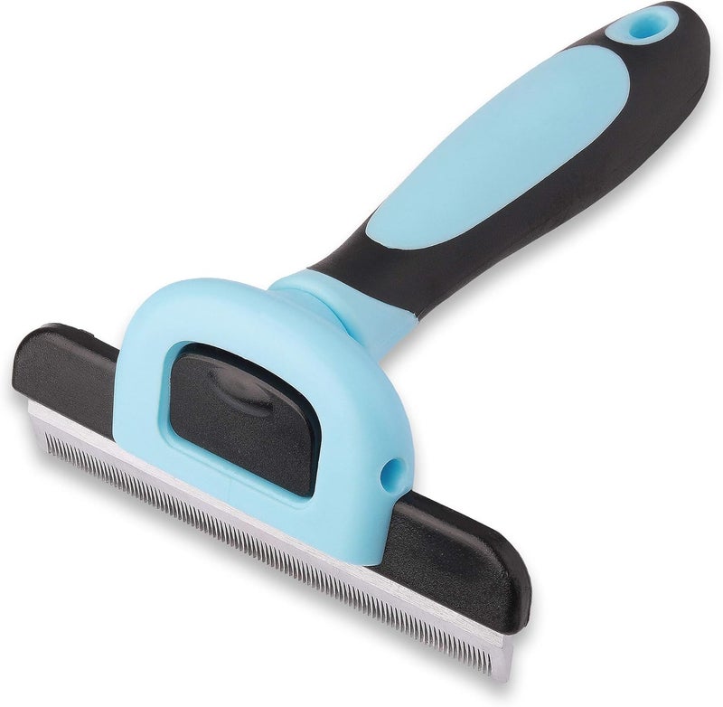 Pets First Professional Pet Brush - Grooming & Deshedding Tool for Cats & Dogs - Reduces Shedding, Dead Hair, Tangles - Detachable Stainless Steel Comb for Easy Cleaning - Soft Anti-Slip Handle,Blue - Image 1