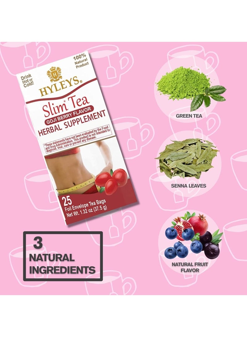 Hyleys Slim Tea Goji Berry Flavor - Weight Loss Herbal Supplement Cleanse and Detox - 25 Tea Bags (1 Pack) - Image 2