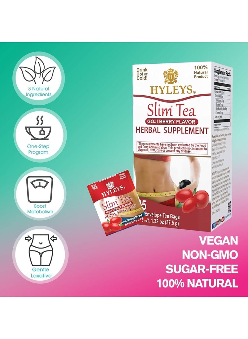 Hyleys Slim Tea Goji Berry Flavor - Weight Loss Herbal Supplement Cleanse and Detox - 25 Tea Bags (1 Pack) - Image 4