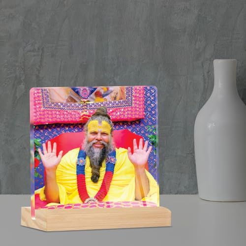 Giftplease Divine Desktop Photo Frame of Shri Premanand Maharaj Ji | Spiritual Table Stand with Wooden Base | Inspirational Religious Gift & Decor for Home, Office, GMP_01 - Image 5