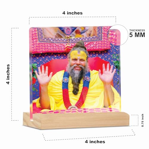 Giftplease Divine Desktop Photo Frame of Shri Premanand Maharaj Ji | Spiritual Table Stand with Wooden Base | Inspirational Religious Gift & Decor for Home, Office, GMP_01 - Image 4
