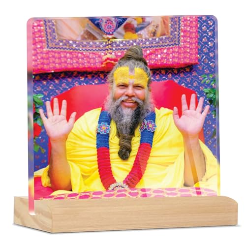 Giftplease Divine Desktop Photo Frame of Shri Premanand Maharaj Ji | Spiritual Table Stand with Wooden Base | Inspirational Religious Gift & Decor for Home, Office, GMP_01 - Image 1