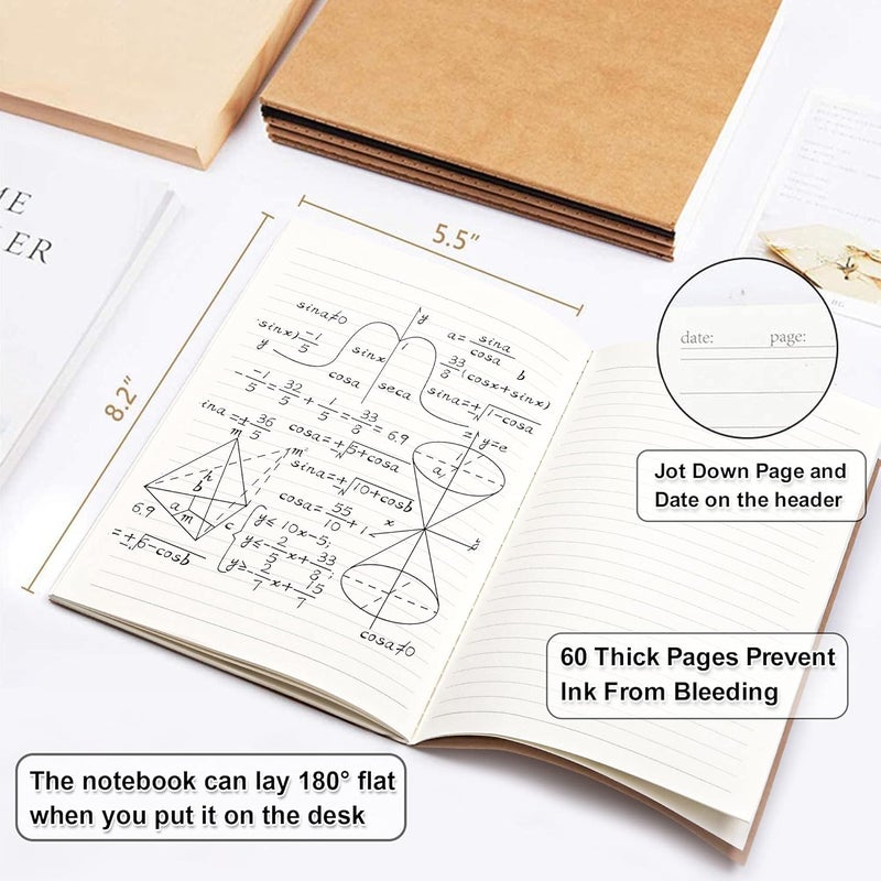 Feela 15 Pack A5 Kraft Notebooks, 60 Lined Blank Pages Travel Journal Bulk, Soft Cover Notebooks for Women Girls Students, Making Plans Writing Memos Office School Supplies, 8.3 X 5.5 in - Image 2