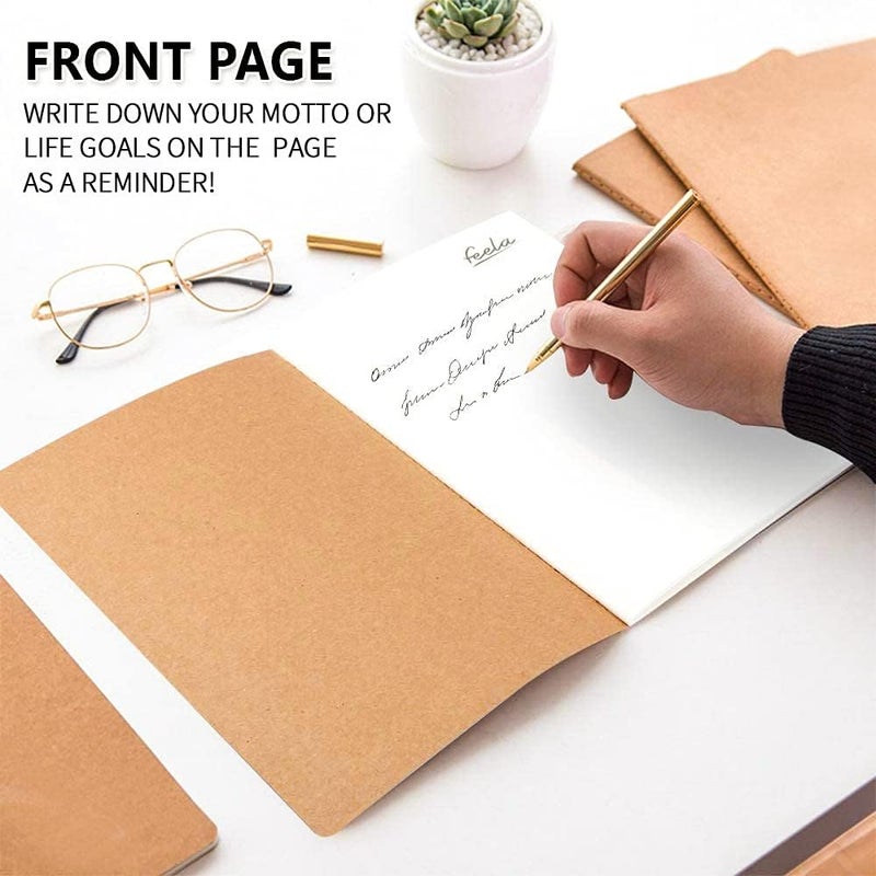 Feela 15 Pack A5 Kraft Notebooks, 60 Lined Blank Pages Travel Journal Bulk, Soft Cover Notebooks for Women Girls Students, Making Plans Writing Memos Office School Supplies, 8.3 X 5.5 in - Image 5