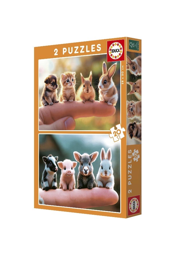 EDUCA Set of 2 Children's Puzzles with 20 Pieces. Babies Animals. Measurements: 28 x 20 cm. Recommended from 4 years (20221) - Image 4