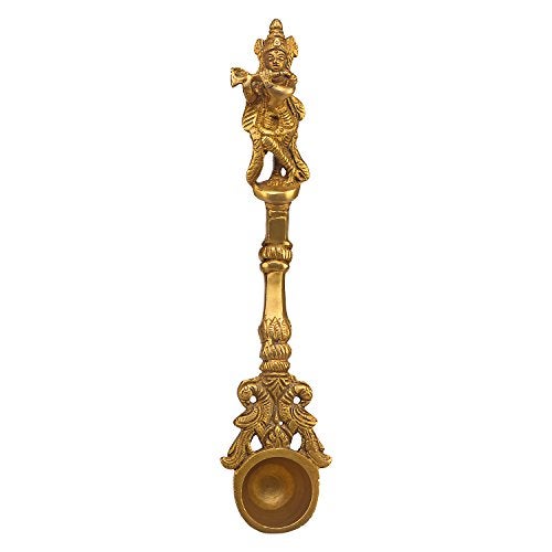 Kartique Brass Krishna Idol for Home Decor in Gold Color Height 9 Inch - Image 1