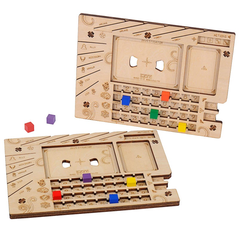 CZYY Investigator Dashboard Set of 2 Player Organization Board Wood Laser Cut Game Accessories for Arkham Horror LCG Eldritch Horror - Image 3