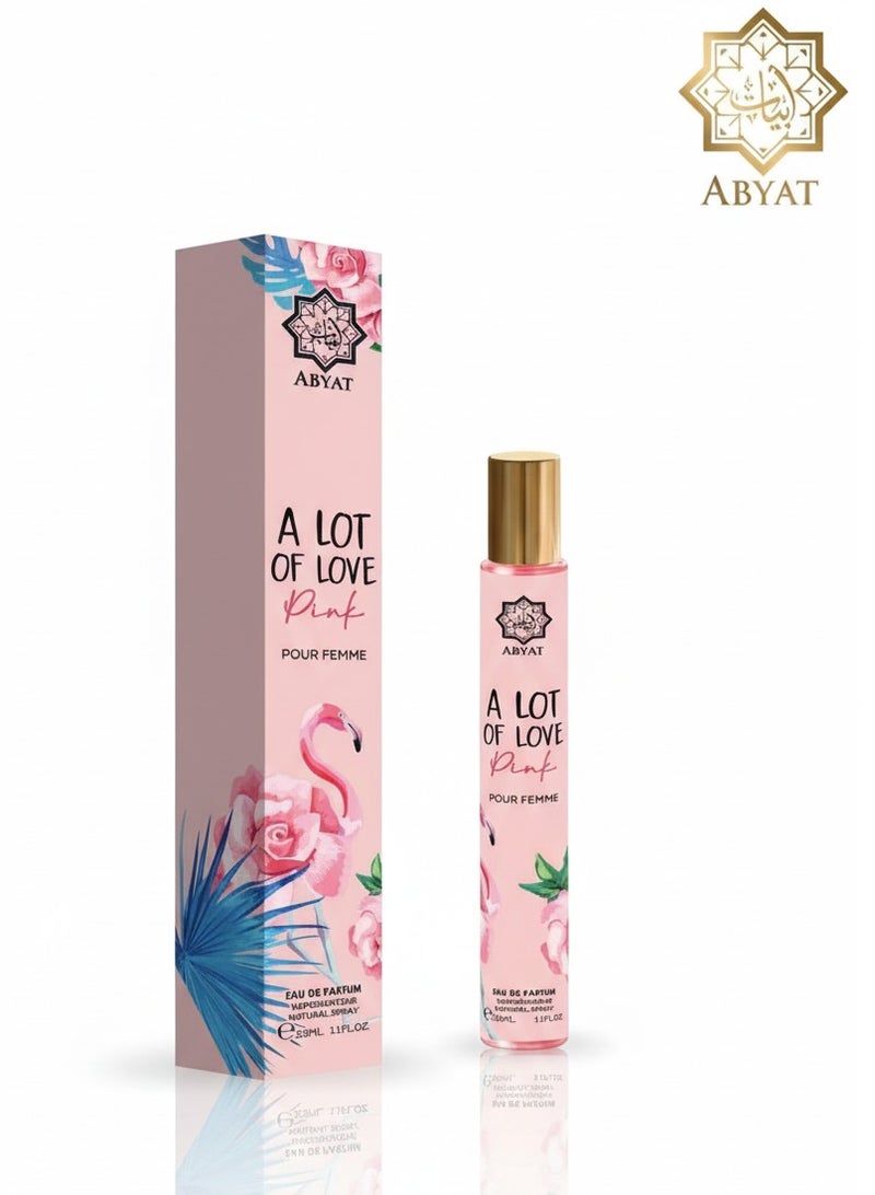 ABYAT A Lot of Love Pink Pour Femme Eau De Parfum – Sweet Floral Fruity Long Lasting Fragrance for Women 33ml (Pink & Gold) - Image 1