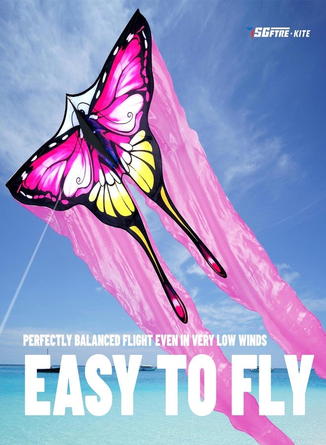 SGftre Tulle Butterfly Pink Kite，Extremely Easy to Fly, Perfect Beach Kites for Family Outdoor Activities, Ideal for Adults and Kids, Includes Kite Thread (Pink) - Image 4